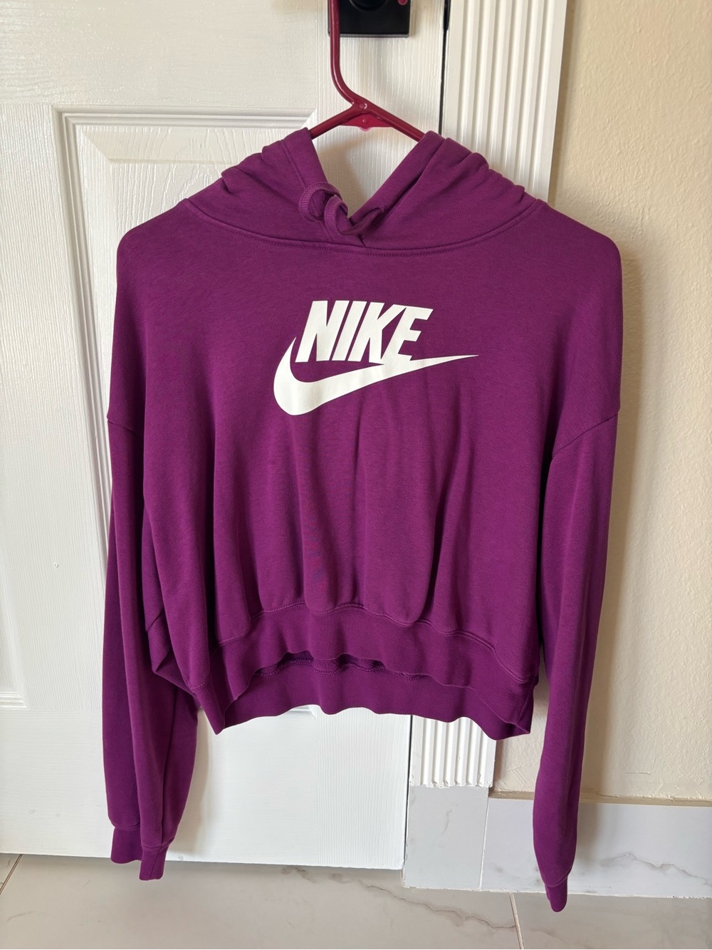 Nike Women's Deep Purple Pullover Hoodie with White Logo